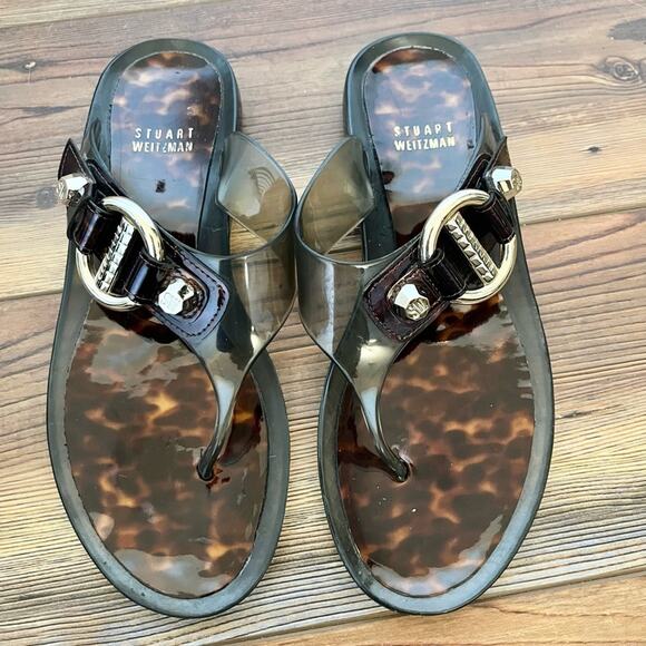 Stuart Weitzman Brown tortoise shell jelly sandals size 7 - Picture 3 of 7